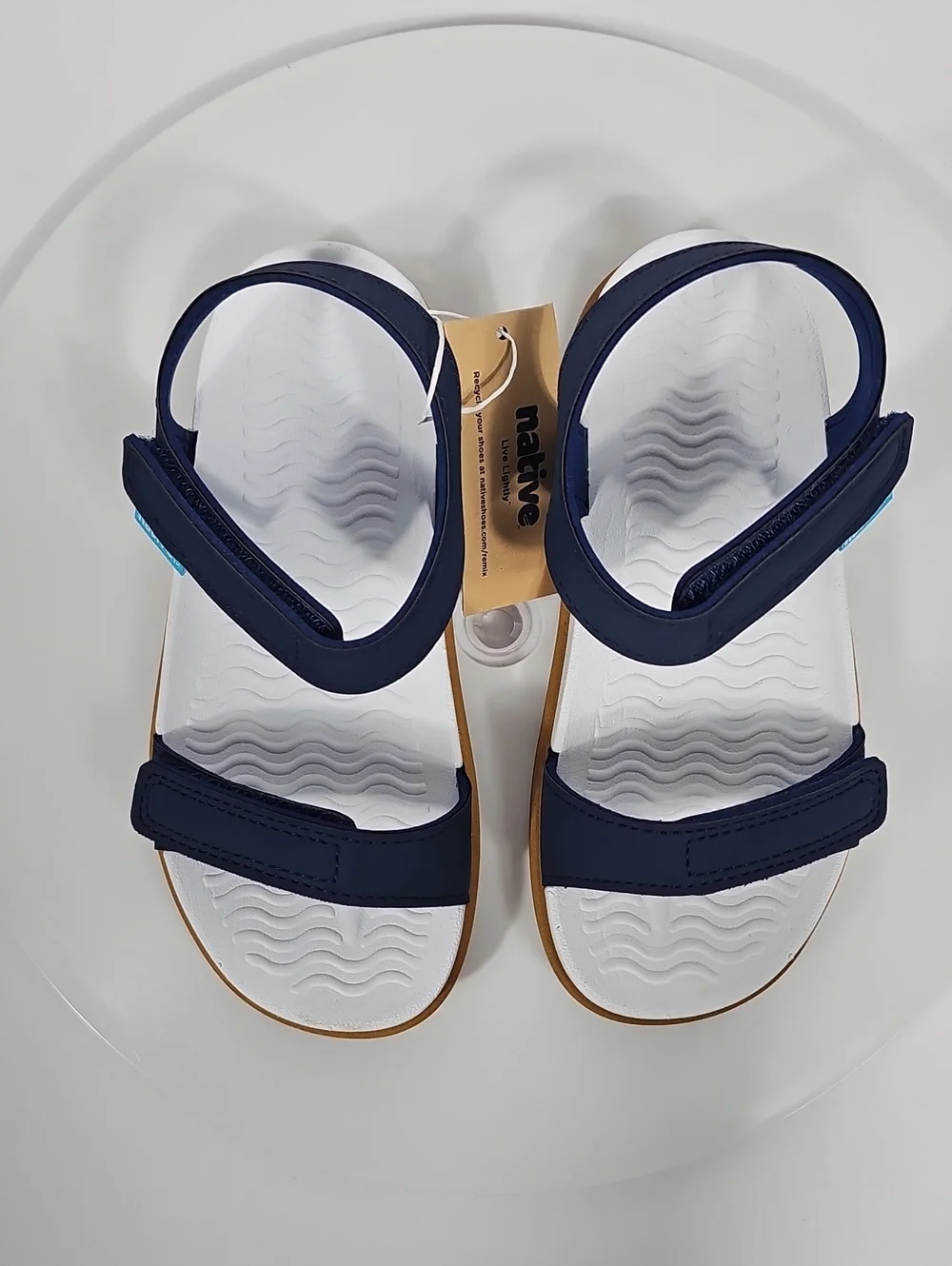 Native Charley Sandals C11 Regatta Blue Hook & Loop EVA NIB Beach Outdoor Travel